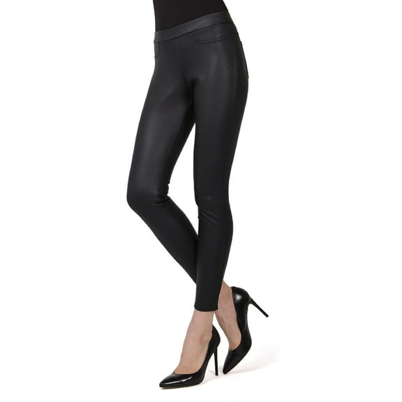 MeMoi Women's Classic Faux Leather Leggings - Womens - Female (S-M, Black)