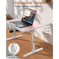 thumbnail image 4 of Adjustable Laptop Bed Desk, Potuopy Leather Bed Table Tray with Removable Stopper, Foldable Laptop Desk for Working Writing Drawing Eating on Couch Floor Bed, Pink(21.65"*13"), 4 of 12