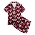 thumbnail image 3 of Godom Little Girls Pajama Short Sleeve Silky Button Down PJ 2Pcs Nightwear Sleepwear, 3 of 3