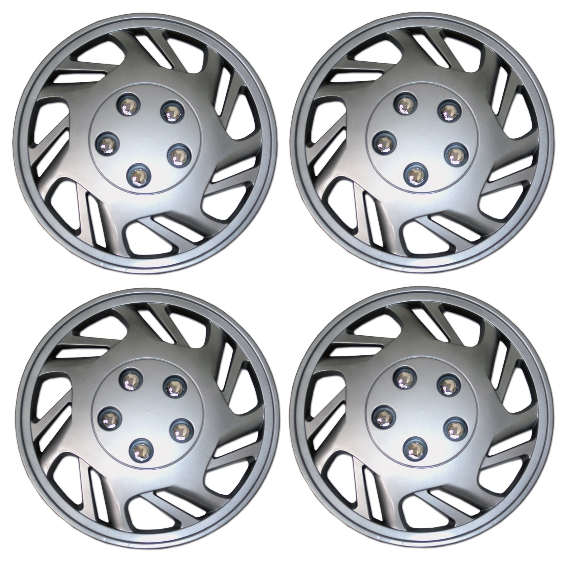 TuningPros WSC3126S15 Set of 4 Metallic Silver Hubcaps 15" Hub Caps