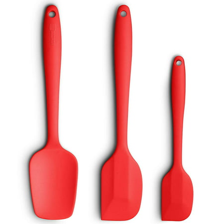 Silicone Spatula 3-piece Set, High Heat-Resistant Pro-Grade Spatulas, Non-stick Rubber Spatulas with Stainless Steel Core, Red,