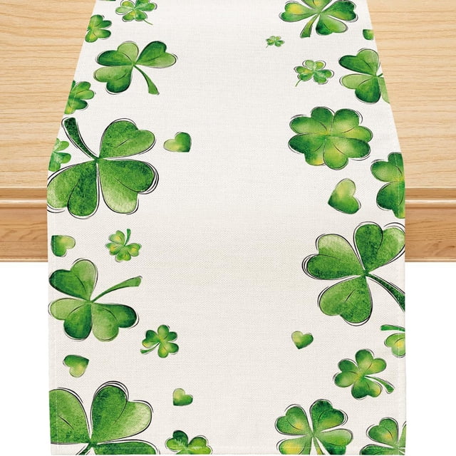 St. Patrick's Day Table Flag Four-leaf Table Flag Decorative Table Cloth Linen Table Cloth