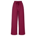 thumbnail image 5 of Htigea Clearance Women's Plus Size Wide Leg Pants Elastic Waist Casual Pants Summer Loose Fit Sweatpants with Pockets Drawstring Clearance Sale Wine 5XL, 5 of 7