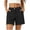 Black, variant on hoksml Women High Waist Linen Blend Shorts, Button Front Casual Rolled Hem Summer Shorts with Pockets