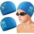 thumbnail image 4 of Pieces children's swimming caps for kids, toddlers, boys and girls, children's waterproof swimming caps for long and short hair, 4 of 5