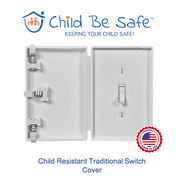 Child Be Safe, Baby Toddler Pet Resistant Electrical Safety Cover Guard for Home and Business, Made in USA, Traditional Standard Toggle Light Switch (White, Single Unit)