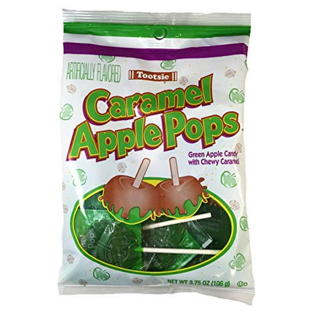Tootsie (1) Bag Caramel Apple Pops Green Apple Hard Candy with Chewy