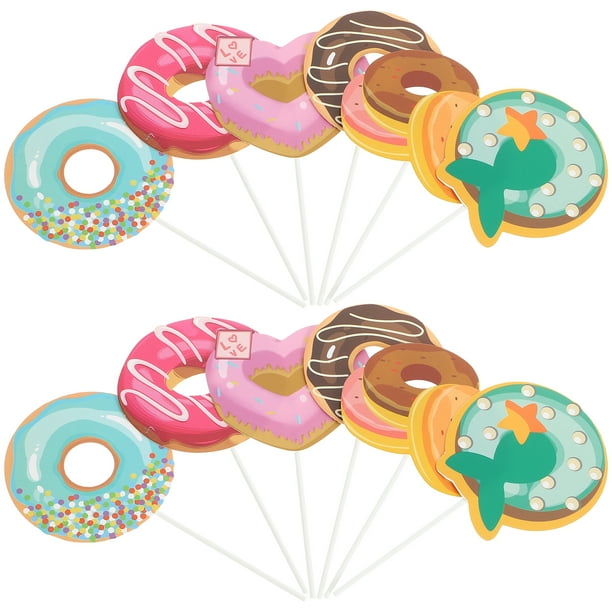24 Uds Donut Cupcake Toppers selecciones de helado decoraciones para pasteles decoración de fiesta de cumpleaños