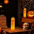 thumbnail image 5 of Hyknon Halloween LED Decor Light, Ghost Pumpkin Hanging Lamp, Skull Embossed Electronic Candle Light, Spooky Figurine Ambient Lamp, Battery Operated Table Hanging Ornament for Halloween Party ( C ), 5 of 7