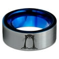 thumbnail image 2 of Tungsten Otter Otters Sea Animals Ring 8mm Men Women Comfort Fit Blue Flat Cut Brushed Gray Polished, 2 of 4