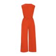 thumbnail image 6 of Wyobmus Women's Sleeveless Jumpsuits Solid Color Waiste Tie V Neck Rompers Party Club Night Outfits Orange, 6 of 6