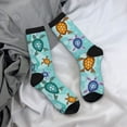 thumbnail image 5 of Hirioo Turtles And Sea Pattern Adult Middle Tube Socks Breathable Sock Non-Pilling,Contrasting Color Design, 5 of 6