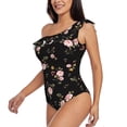 thumbnail image 3 of Picia Flowers Pattern Women's One Piece Swimsuits,One Shoulder Swimwear Asymmetric ,Ruffle Monokinis Bathing Suits,High Waisted Flattering Bathing Suits-Small, 3 of 8