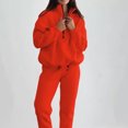 thumbnail image 5 of YUGYXL Womens Sweatsuit 2 Piece Outfits Fall Winter Fleece Half Zip Sweatshirts and Sweatpants Joggers Set Red XL, 5 of 7