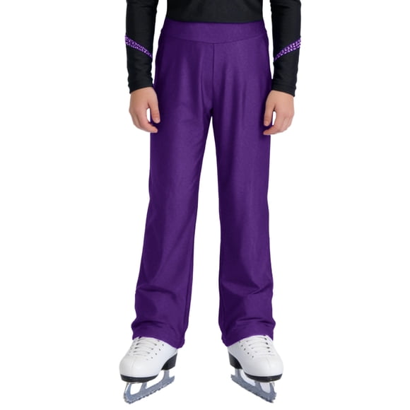 vastwit Boys Roller Skating Clothes Figure Skating Pants Tango Latin Dance Pants for Performance Competitions Purple 14