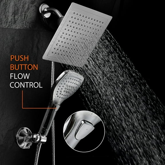DreamSpace Ultra-Luxury Rainfall Combo with Revolutionary Push-Control Hand Shower (Oval Square)