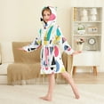 thumbnail image 4 of FORMRS Niños Bathrobe Unisex Hooded Robe Soft Plush Pajamas Sleepwear, Size 2-3T, Black Retro Pattern, 4 of 7