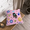thumbnail image 3 of DouZhe Velvet Decorative Throw Pillow Covers Set of 2, Soft Square Cushion Cover with Invisible Zipper Evil Eyes Hamsa Hand of Fatima Printing, 18"x18", 3 of 7