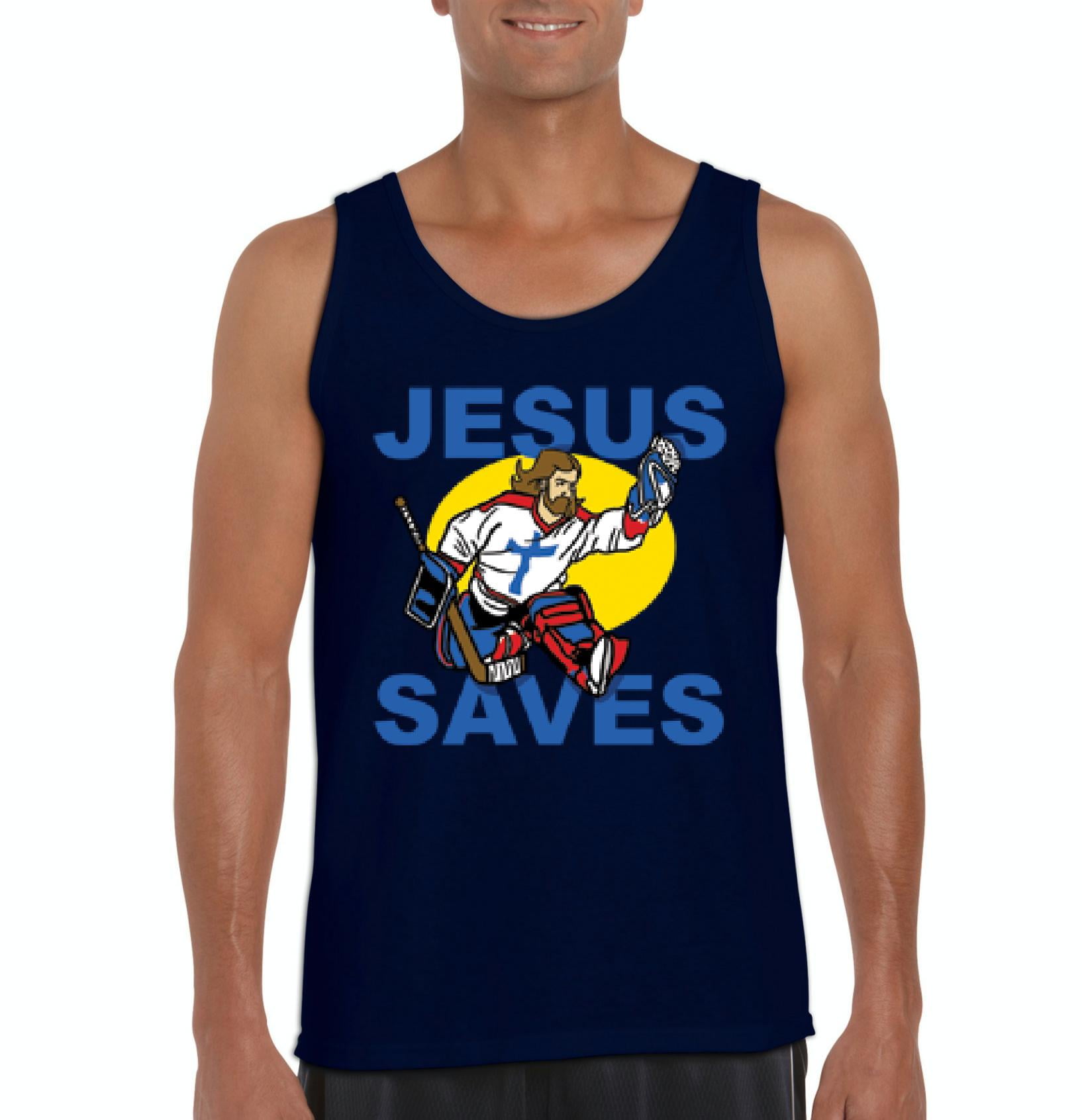 Artix Mens Jesus Saves Hockey Tank Top
