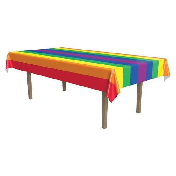 Light Weight Plastic Rainbow Tablecover 54 x 108 inch - 1 per pack