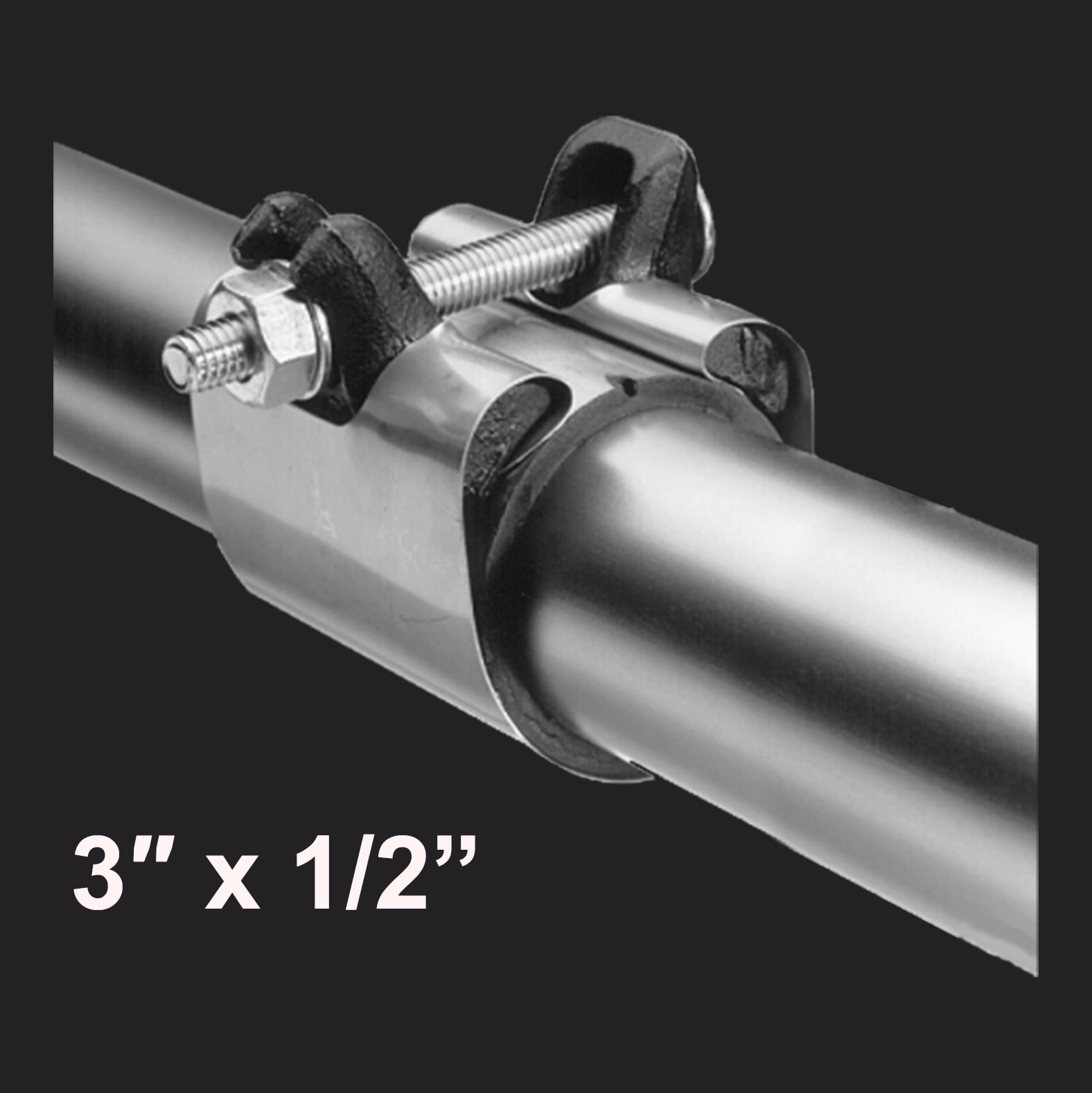 Highcraft Pipe Repair Clamp 1/2" One Bolt, 3" Long Stainless Steel (5 Pack)
