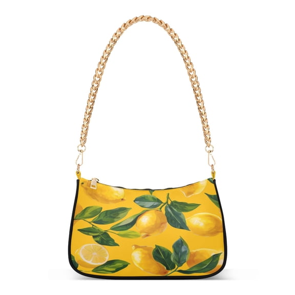 One Shoulder Chain Handbag 7.1x11x2.8in Women's Hobo Handbags Tote Handbags Shoulder Handbags Card Bag Cash Bag Key Bag Yellow Orange