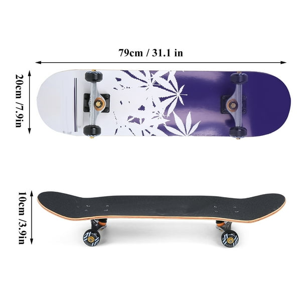 LAFGUR Street Skateboard, Skateboard Longboard professionnel noir élégant  et cool, jeux de sport pour adolescent adulte en plein air 