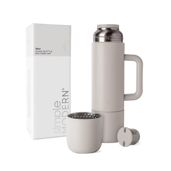 Botella aislante para bebidas calientes Simple Modern Roam de 1 litro con 2 tazas
