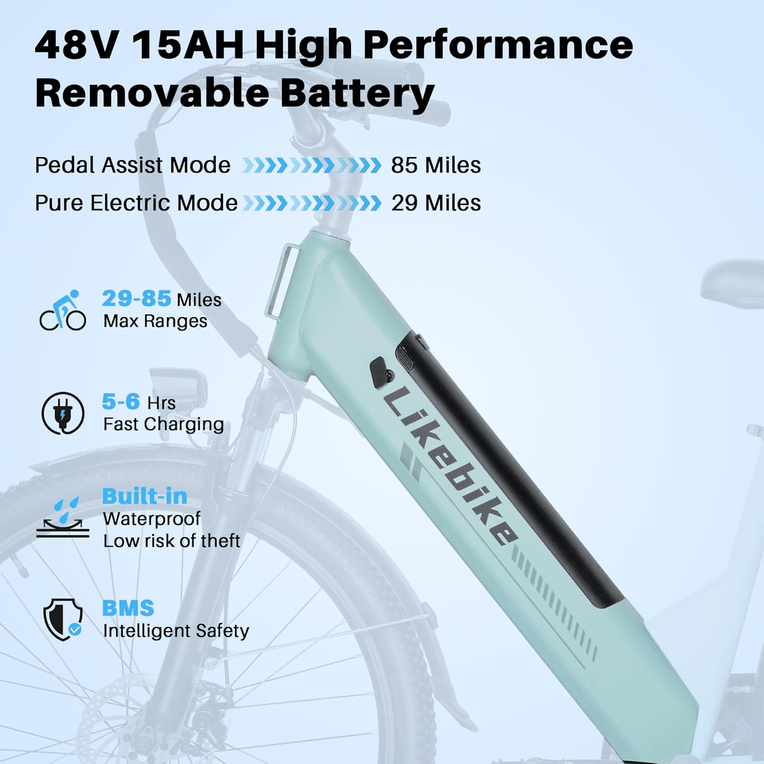 Electric Bicycle for Adults, 1500W Motor E Mountain Bike, 26in 45Miles 28MPH 7 Speed Commuting ebike,E-bike UL2849, Green