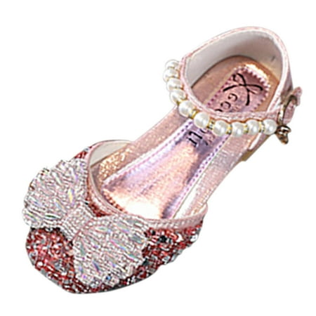 

Yinguo Fashion Summer Girls Sandals Dress Performance Dance Shoes Shiny Rhinestone Sequin Bow Pearl Buckle