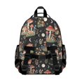 thumbnail image 3 of Mushroom and Flower Black Pattern Backpack for School, Cute School Bag with Adjustable Shoulder Straps and Padded Back, 15.25"x11.5"x5.25", 3 of 5