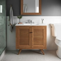 Modway Birdie 36" Teak Wood Bathroom Vanity Cabinet (Sink Basin Not Included) in Natural