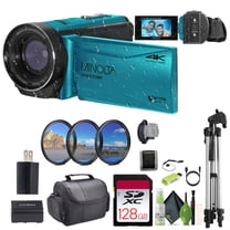 MINOLTA MN4K300WP 4K Ultra HD / 56 MP Waterproof Video Camcorder (Blue) Bundle With 128GB Memory Card Camera Tripod More Accessories