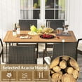 thumbnail image 6 of Costway 7 PCS Patio Dining Set with Acacia Wood Dining Table Rattan Armchairs Soft Cushions, 6 of 7