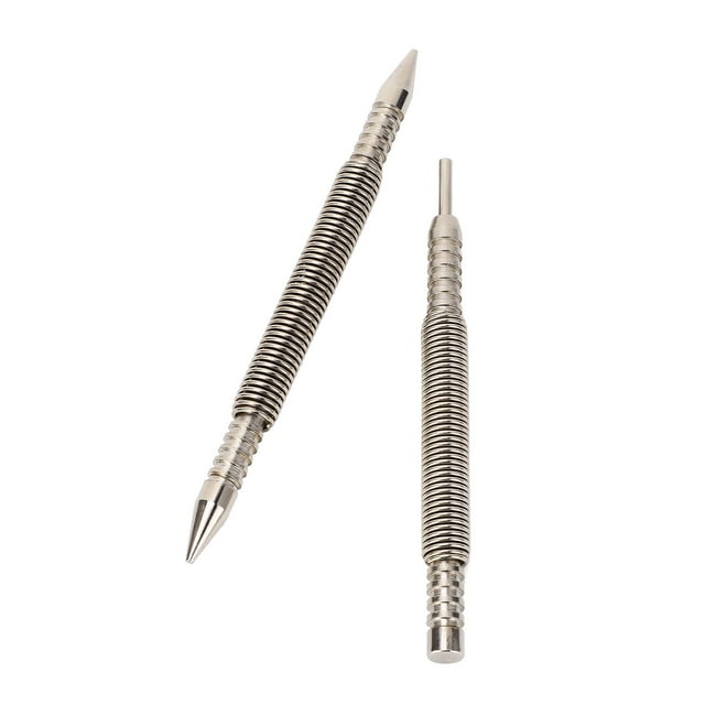 Dual Head Nail Setter, Excellent Spring Loading Comfortable Grip Nail Setter and Hinge Pin Punch Set Anti Slip Handle for Metal