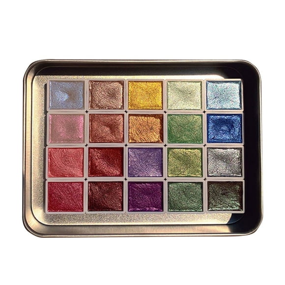 20 Colors Watercolor Painting Set Drawing Supplies Metallic Watercolor Paints Set Colourful Painting Kit Model Metallic Pearlescent Watercolor Paint For Art Painting Outfit Organizer Foaming Wall