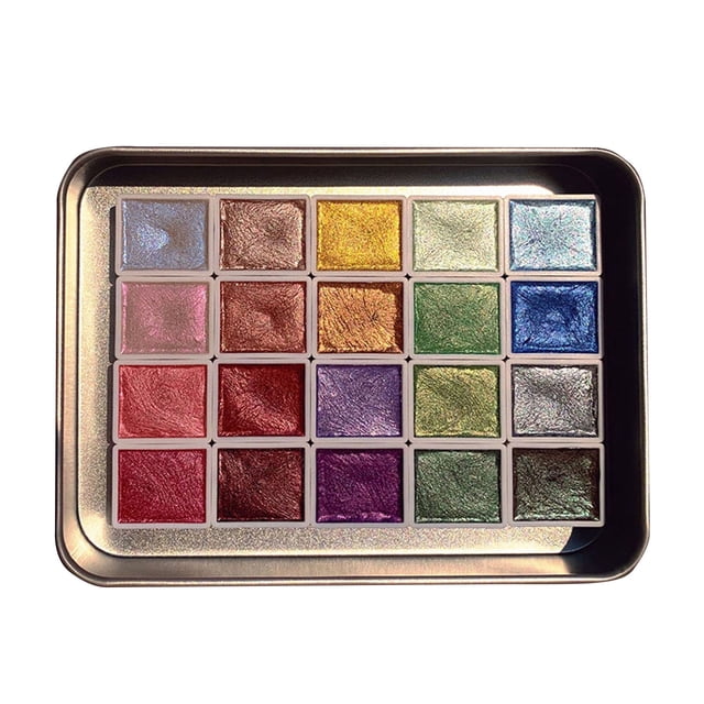 20 Colors Watercolor Painting Set Drawing Supplies Metallic Watercolor Paints Set Colourful Painting Kit Model Metallic Pearlescent Watercolor Paint for Art Painting