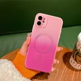 thumbnail image 2 of Magnetic Case for iPhone 11 6.1 inch, Bi-Color Case Compatible with MagSafe Charger Clear Cover with Camera Lens Protector Soft Silicon Phone Case - Pink Red, 2 of 14