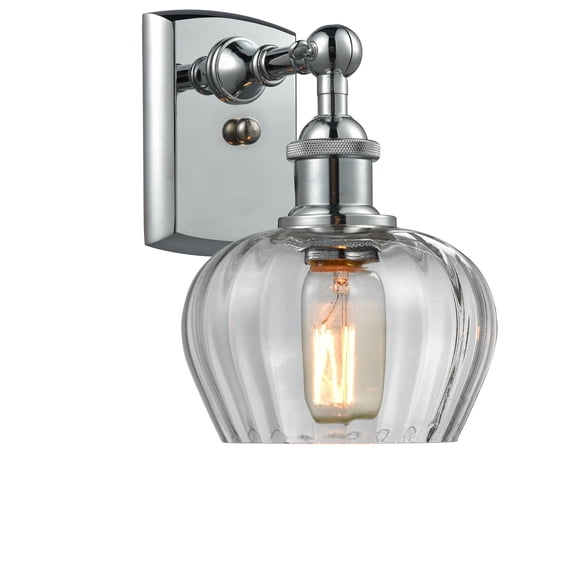 Fenton Polished Chrome LED Wall Sconce with Clear Fluted Sphere Glass