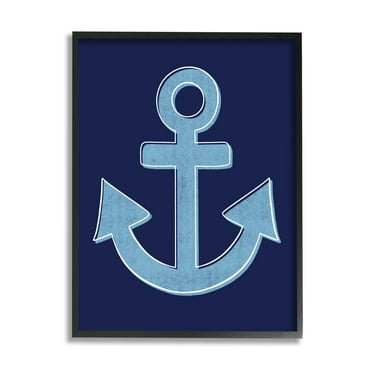 Stupell Industries Bold Anchor White Outline Symbol Navy Background,11 x 14, Design by Emily Cromwell