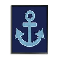 Stupell Industries Bold Anchor White Outline Symbol Navy Background,16 x 20, Design by Emily Cromwell