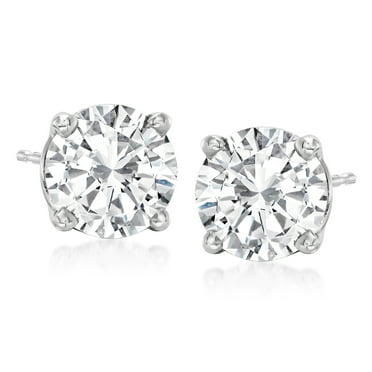 2 Carat Created White Sapphire Sterling Silver Stud Earrings, 6mm ...
