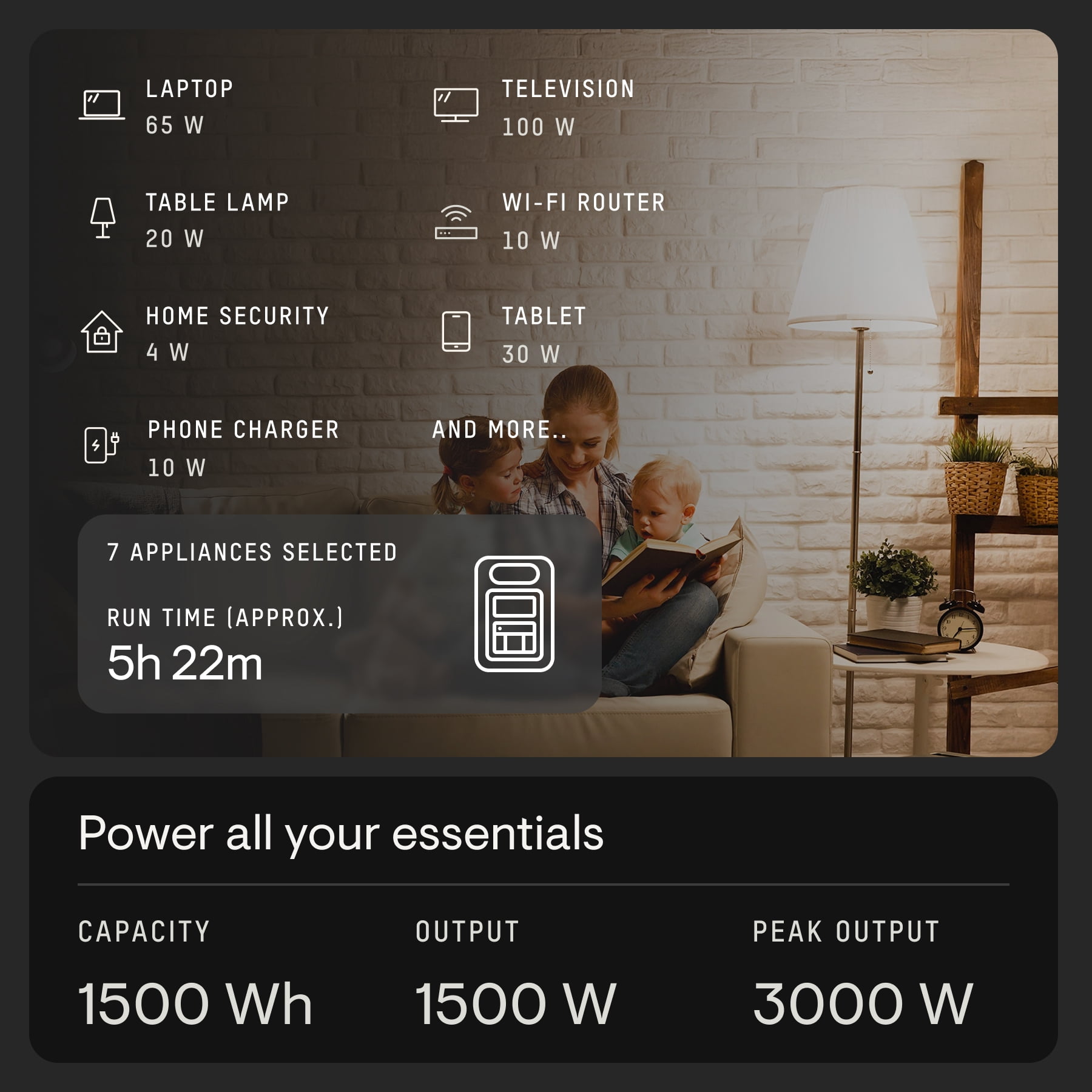 Enphase IQ PowerPack 1500 Wh Portable Power Station | UL 9540A Certified Solar Generator | Home Backup Power Outage | LFP Battery | IQ8 Microinverters | Enphase App | 11 Ports 1500 W