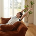 thumbnail image 4 of Miniyam 79 x 49 in Orange Oversized Chaise Lounge Chair Indoor, Corduroy Upholstered Modern Sofa Couch, No Assembly Required, Comfy Sleeper Sofa for Living Room, Office, 4 of 6