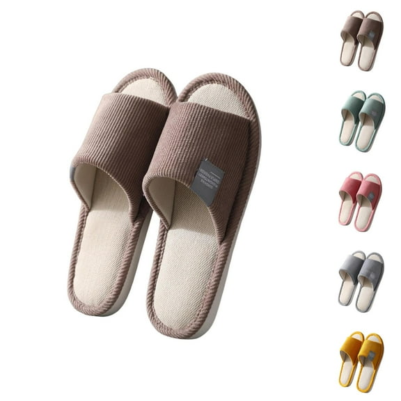 Slippers for Women Men 2025 Fall Winter Linen Non Slip Moisture Wicking Slip On Slides Indoor House Slippers