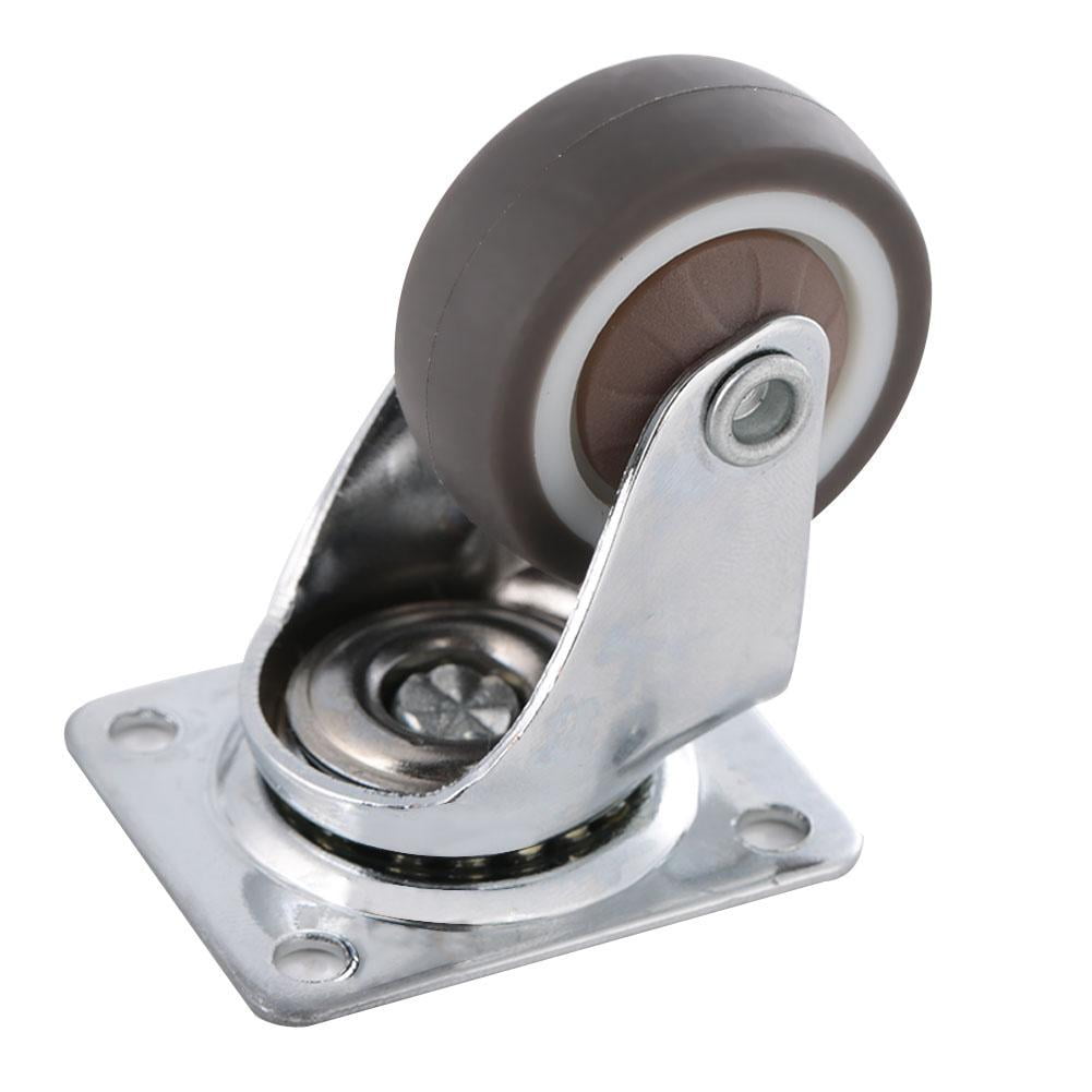 Qiilu 4pcs 1.25 Inch Swivel Casters Chrome Plated TPR Roller Wheel for