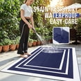 thumbnail image 3 of Smiry Outdoor Rugs 6x9, Waterproof Plastic Straw Indoor Outdoor Mat for Patio, RV Camping, Deck,Porch, Navy & White, 3 of 6