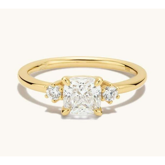 Jewelerix Cushion Cut Ring 18K Moissanite Diamond Engagement Ring 1.30 CT Forever one Her Birthday Gift Ring