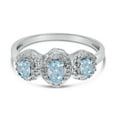 thumbnail image 6 of 10k White Gold Oval Aquamarine And Diamond Three Stone Ring, 6 of 6