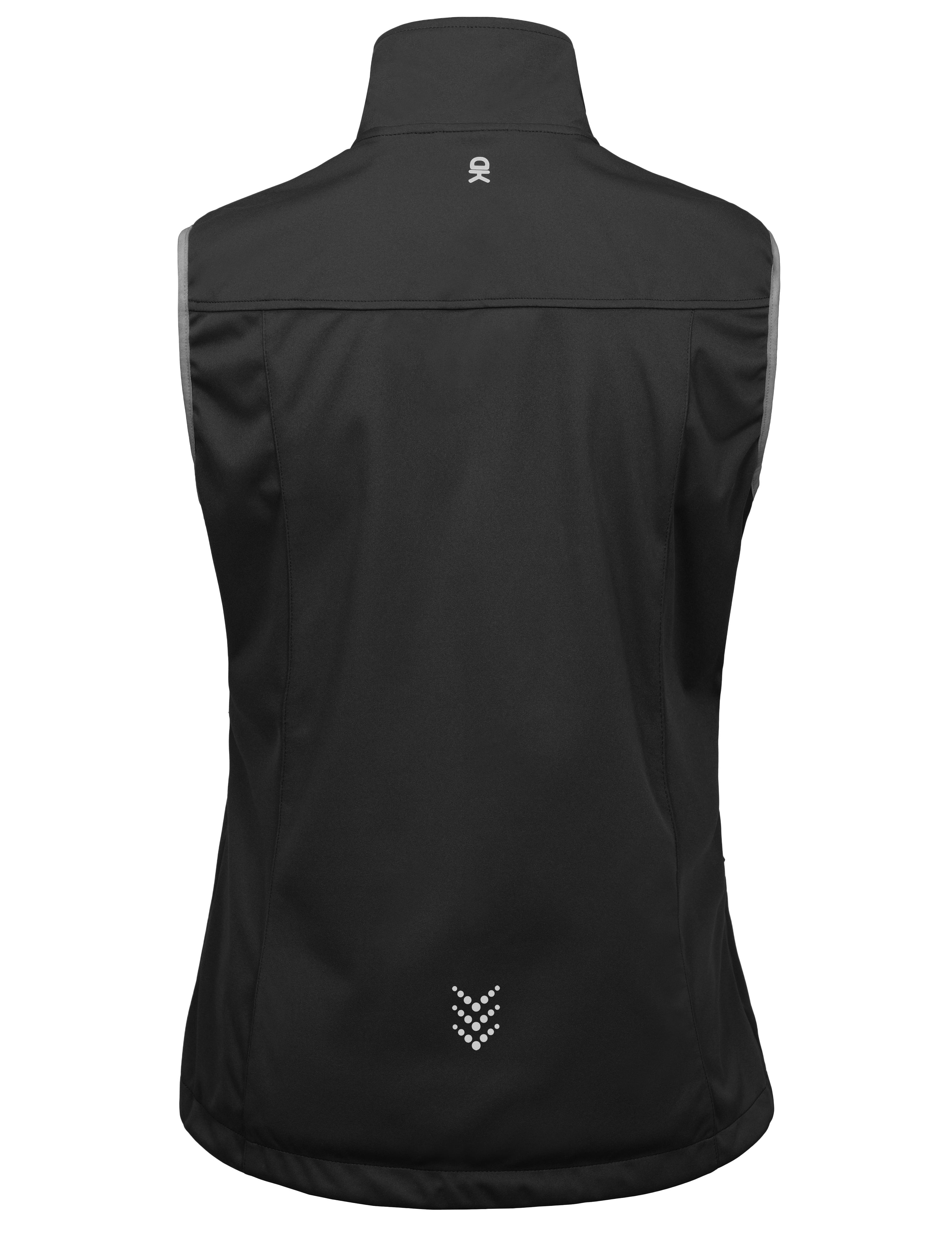 Little Donkey Andy Women's Lightweight Softshell Vest Windproof Sleeveless Jacket for Running Hiking Travel Reflective Black XL